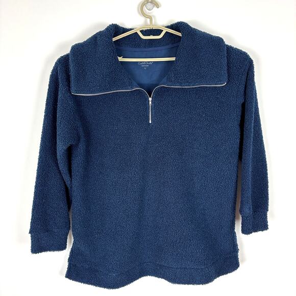 Cuddl Duds Women’s Heavy Weight Sherpa Fleece Quarter Zip Pullover Large cozy - Picture 1 of 9